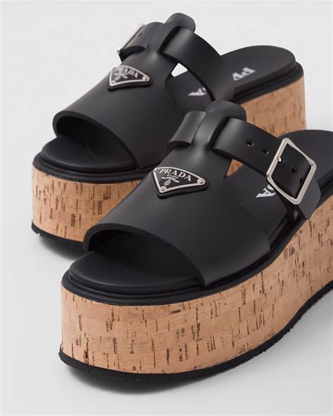 rubber wedge platform sandals prada|Prada platform sandals.